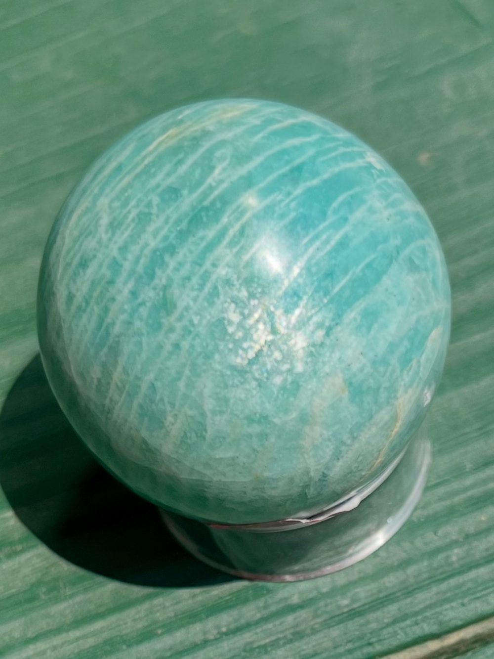 Crystal Sphere Home Accent - Aqua Green Amazonite Decorative Globe